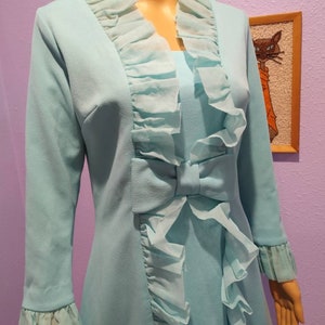 SALE Gorgeous true vintage Mod 60s evening dress a line fit & flare 50s Robbins egg blue mint green
