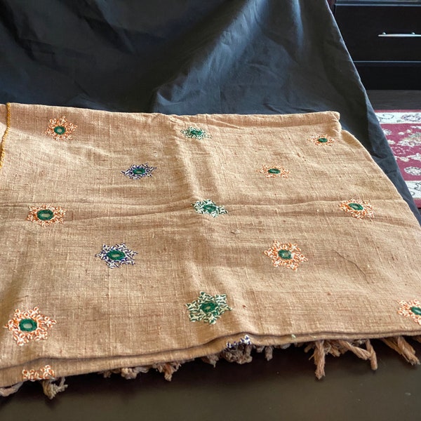 Indian Hand Woven and Hand Embroidered Khadi  Shawl