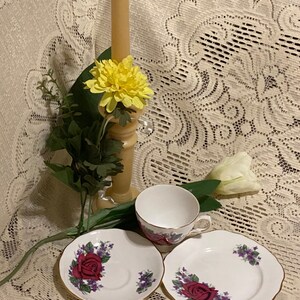 Crown Regent Bone China Trio Vintage Cup and Saucer and Snack Set image 4