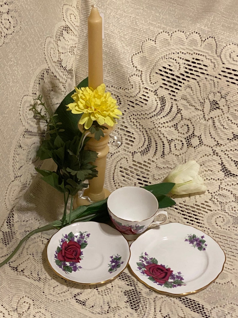 Crown Regent Bone China Trio Vintage Cup and Saucer and Snack Set image 4