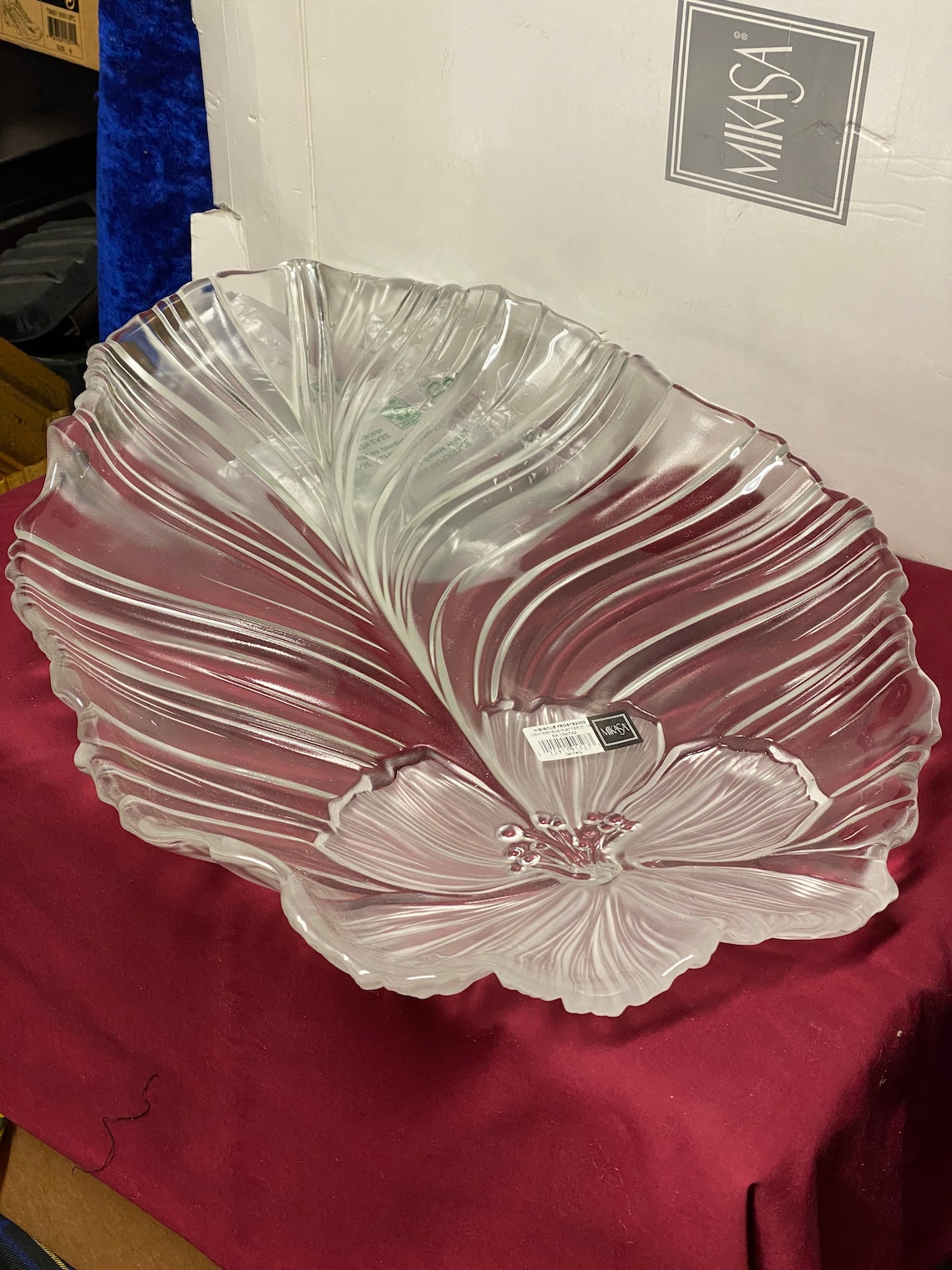 Mikasa Centre Piece in the Form of A Leaf Glass and Crystal Etsy
