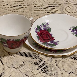 Crown Regent Bone China Trio Vintage Cup and Saucer and Snack Set image 9
