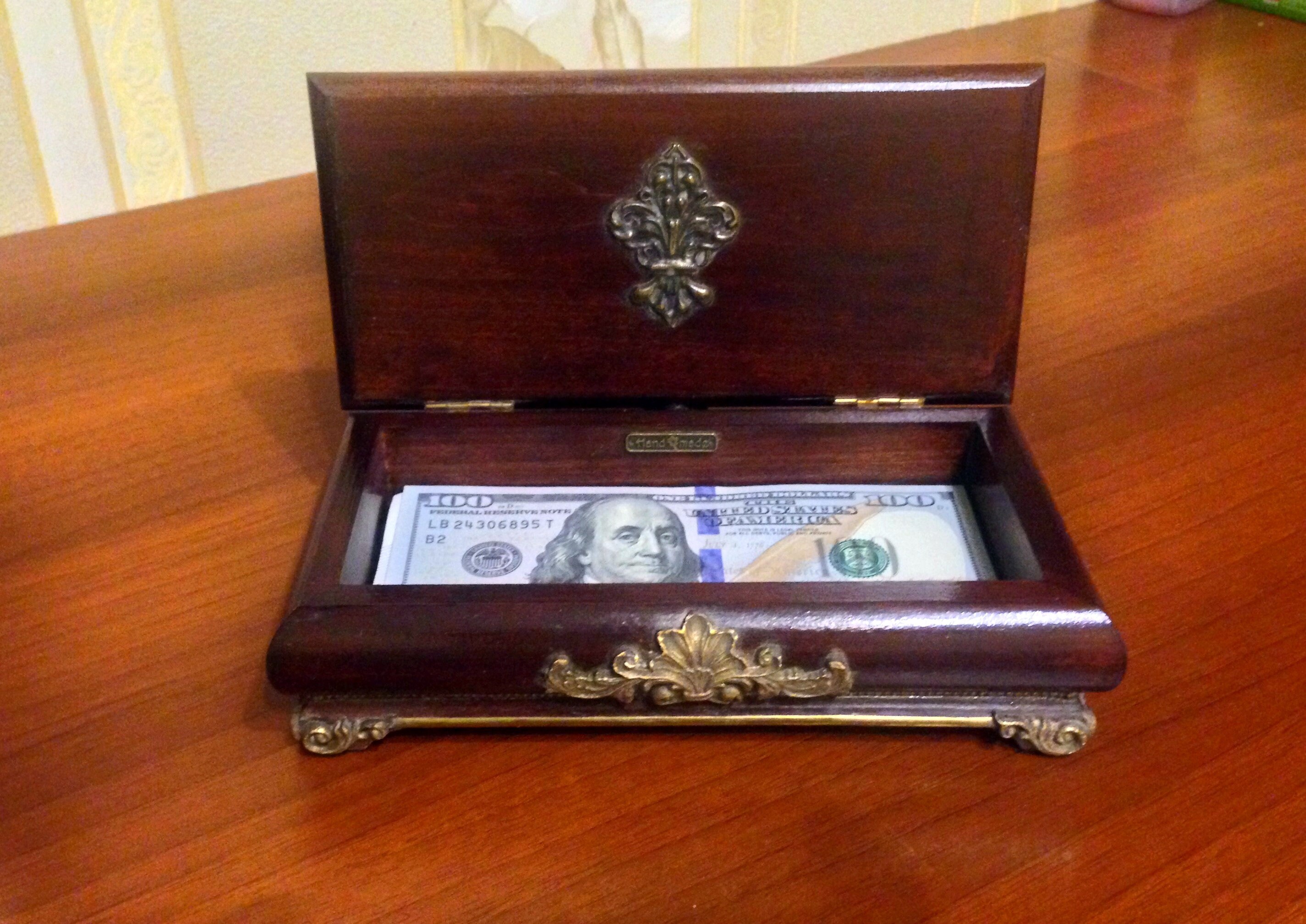 Luxury money package box victorian style Handmade brown Etsy