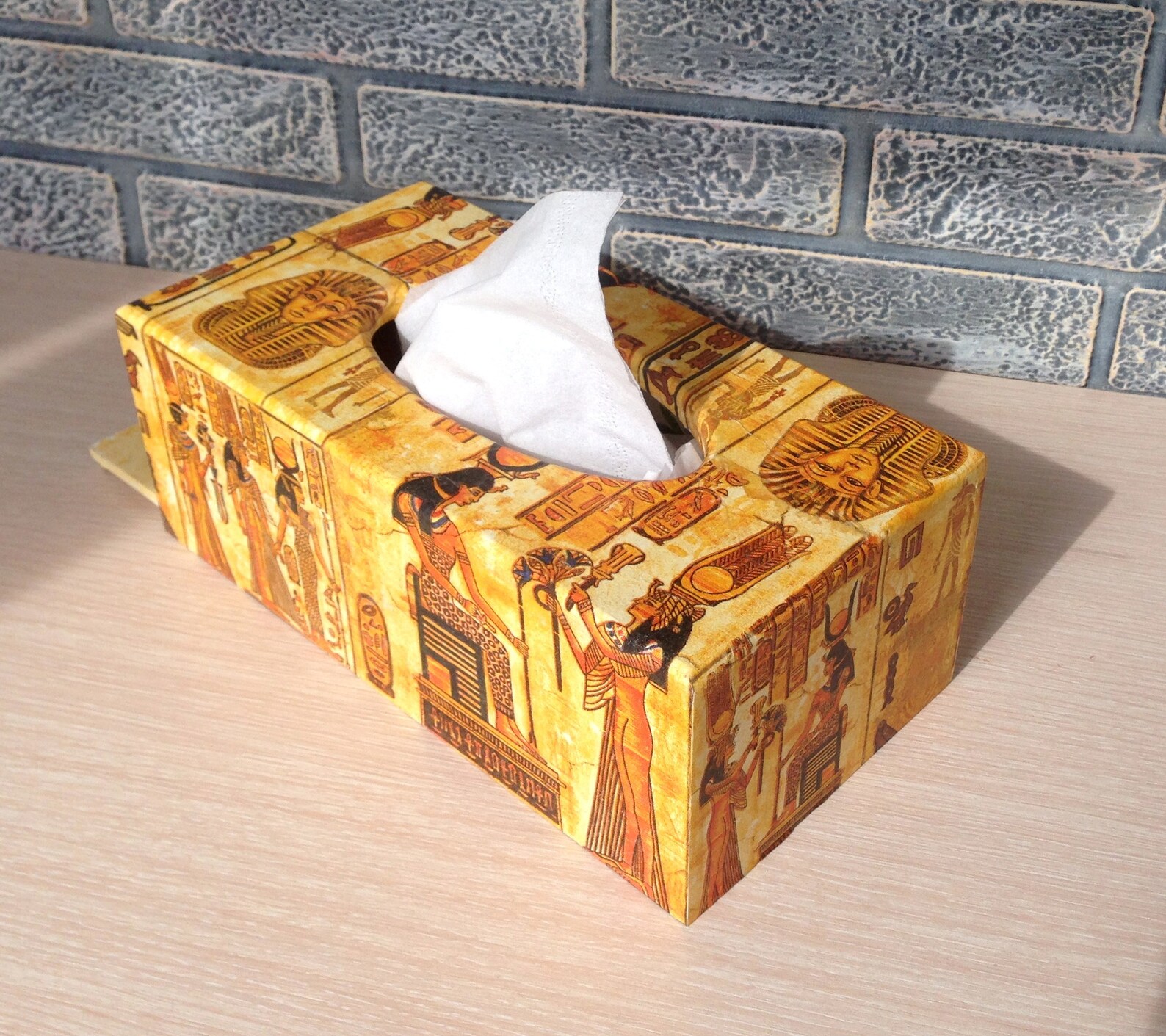 Orange Tissue box cover rectangular Egyptian Pharaoh Kitchen Etsy