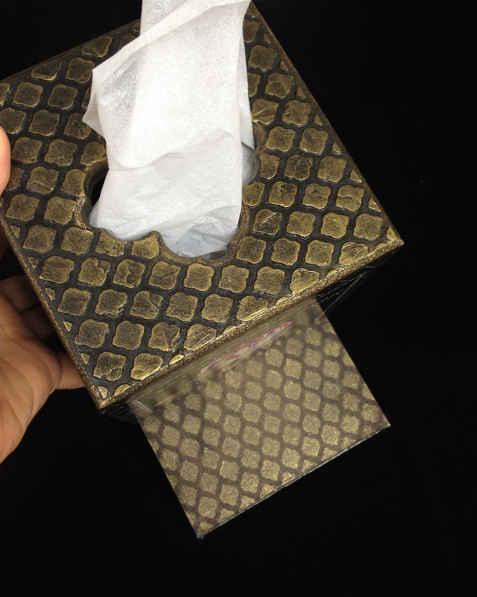 Luxury black Tissue box cover square/Flowers Tissue Box Etsy