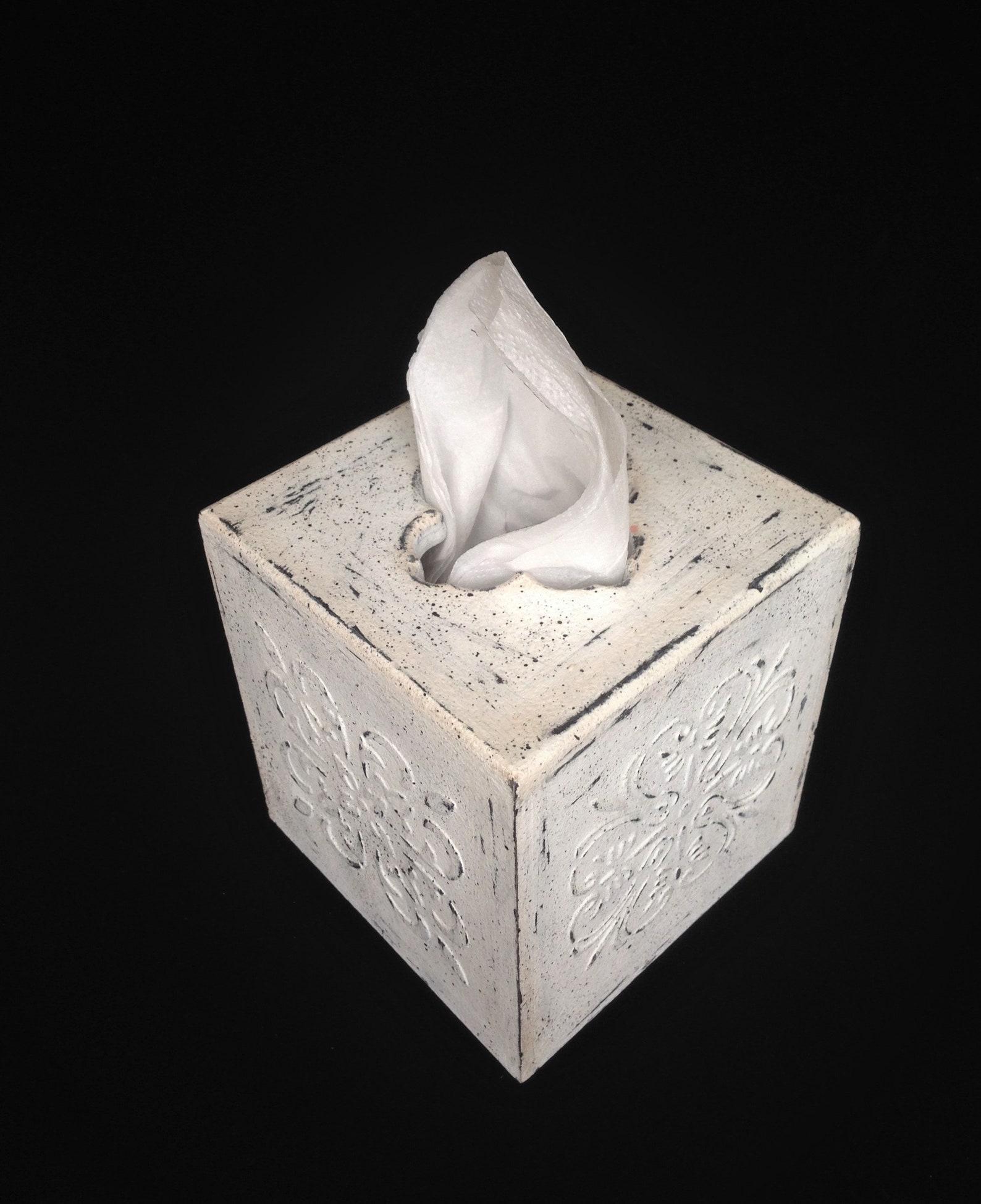 French vintage Tissue box cover square Kitchen napkin box Etsy