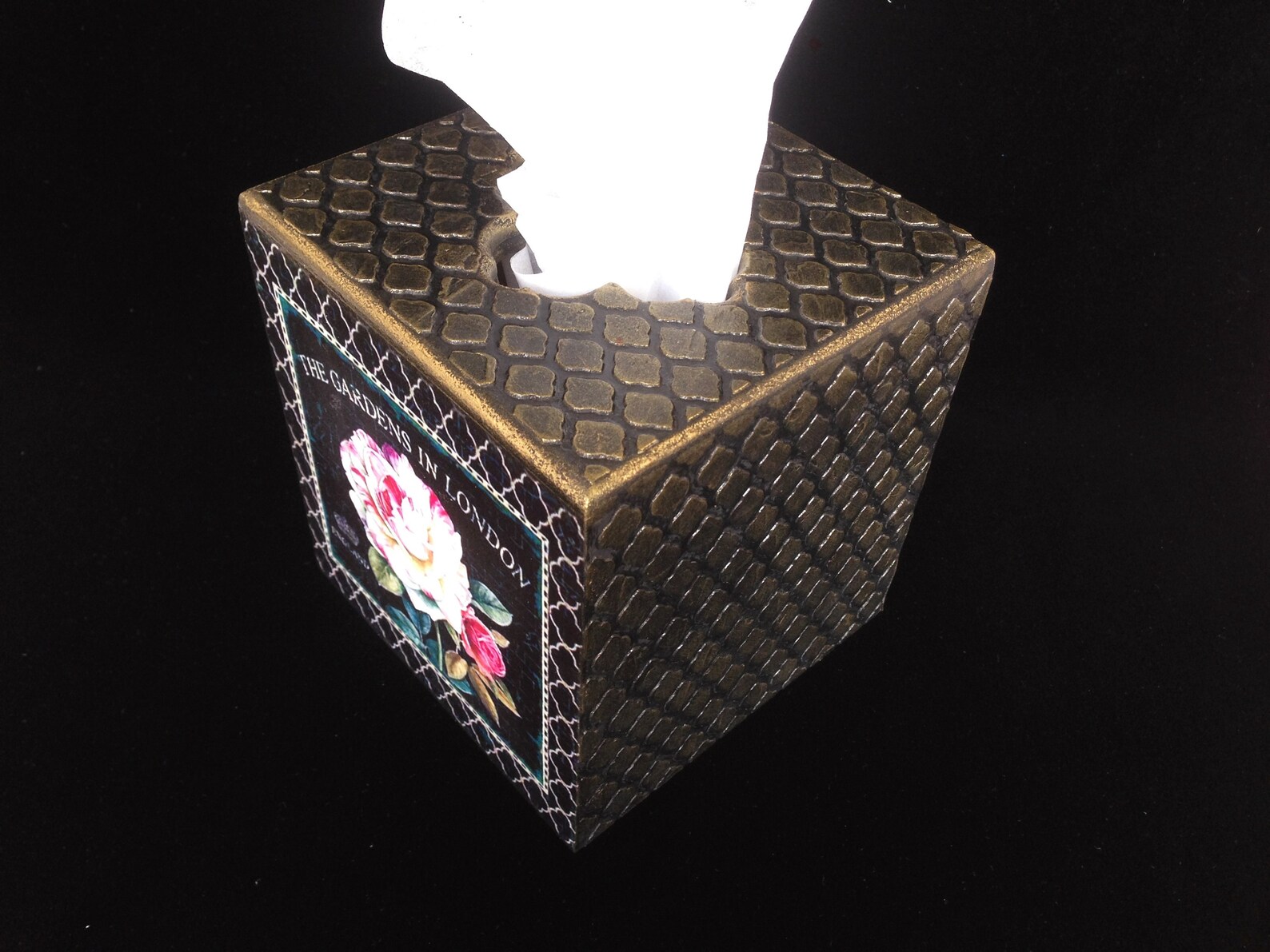 Luxury black Tissue box cover square/Flowers Tissue Box Etsy