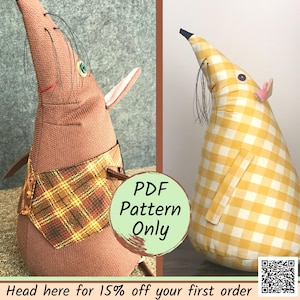Mouse Doorstop with Waistcoat • PDF Digital Sewing Pattern • Create Your Own Doorstopper