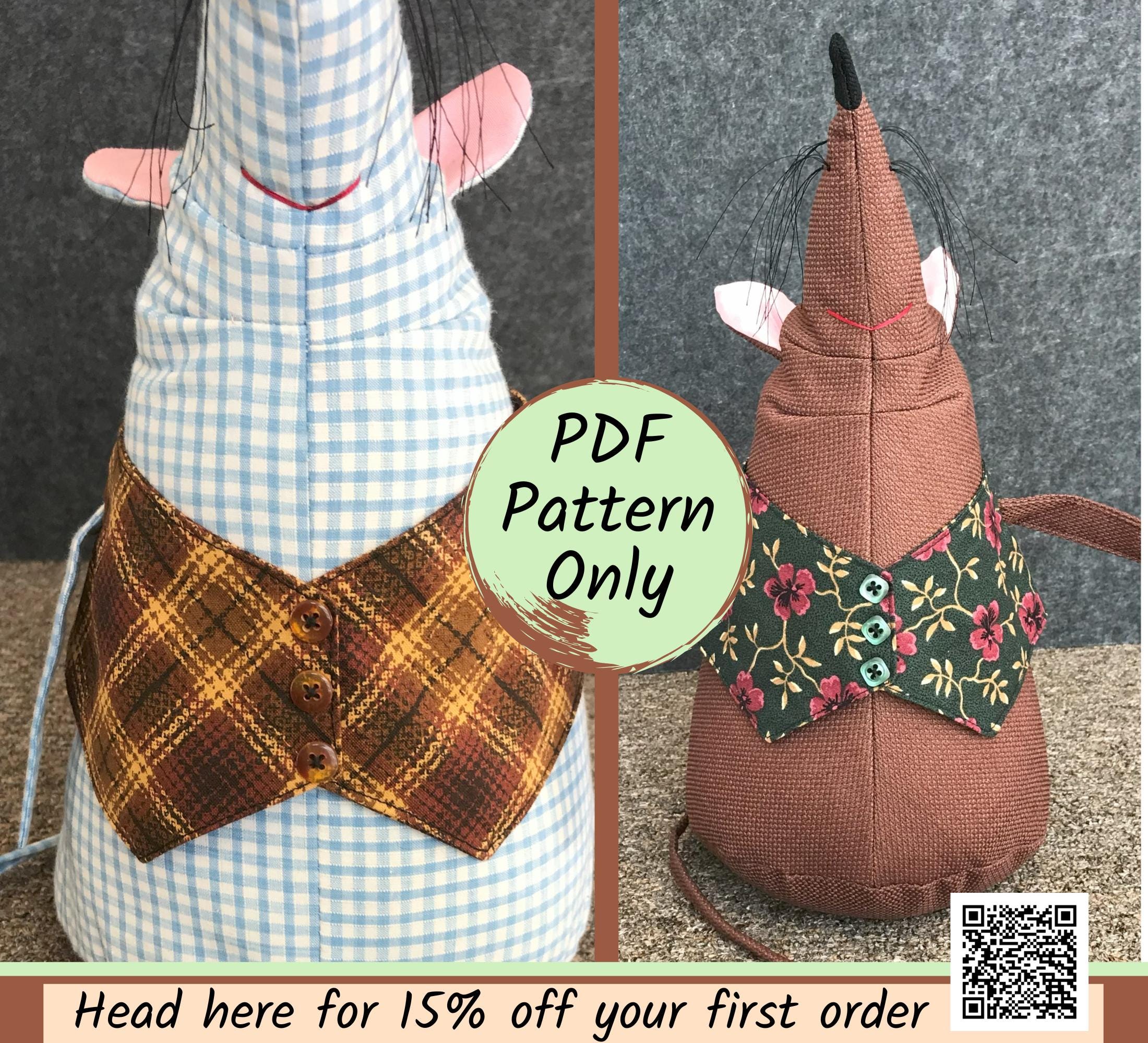 Dormouse Waistcoat PDF Pattern - Mr. Dormouse Doorstop accessories