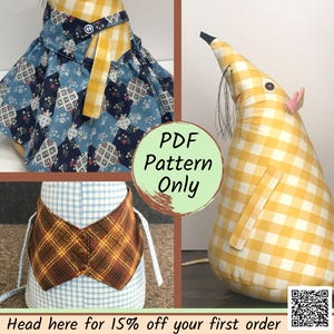 Mouse Doorstop Sewing Pattern PDF: Dormouse with Waistcoat & Apron Dress