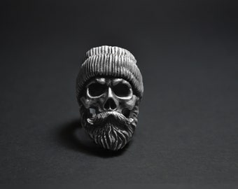 Boxer Skull Ring Biker Ring Satanic Ring Bearded Ring Bearded
