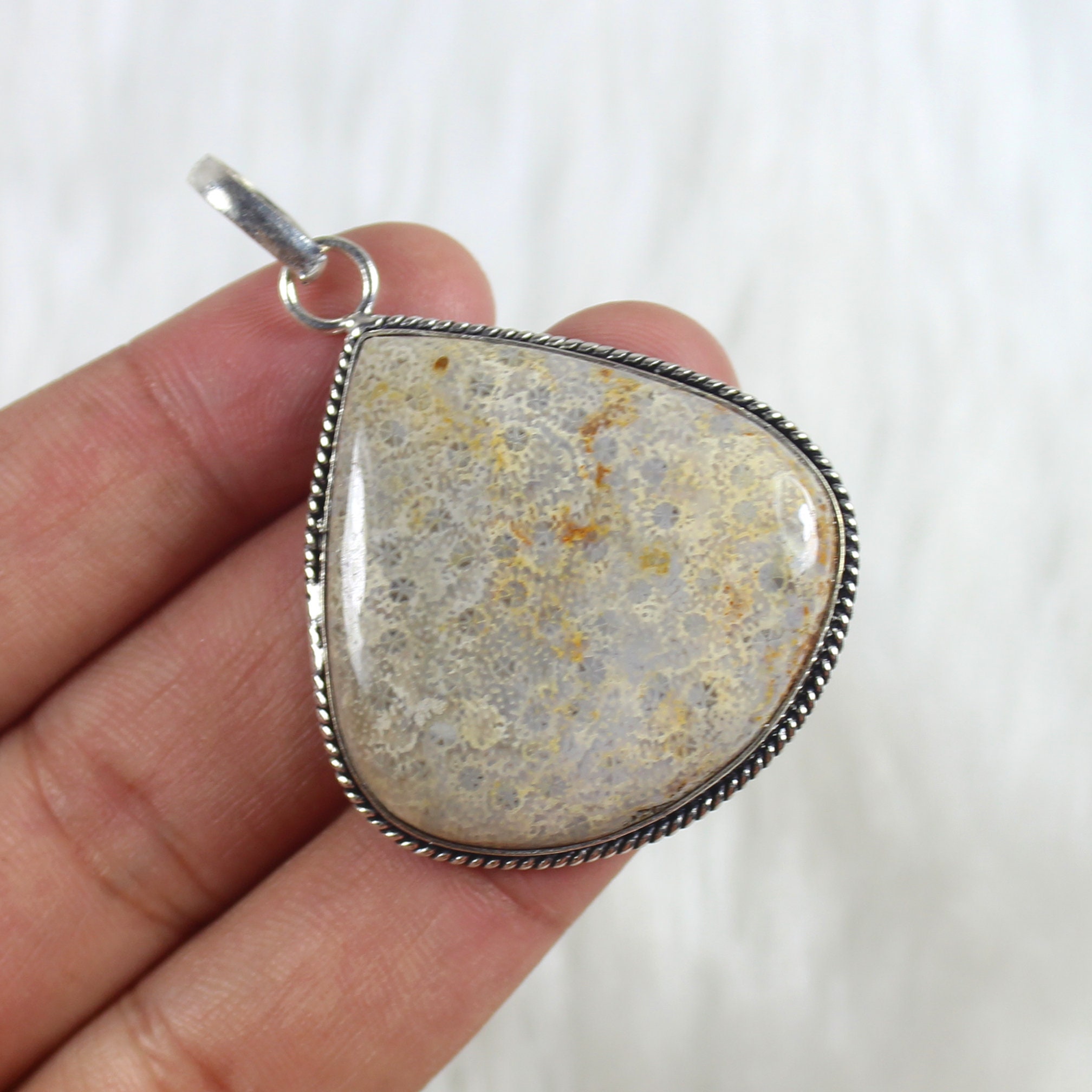 Amazing Natural Fossil Coral Pendant Designer Pendant Etsy