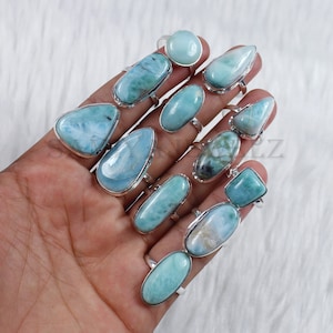 Wholesale Lot Larimar Gemstone Ring, Bulk Mix Shape Larimar Ring, 925 Marked Ring, Larimar Silver Plated Ring, Finger Ring, Larimar Jewelry