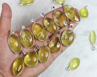 Ciondolo in quarzo giallo, ciondolo con castone, pendenti in cristallo, gioielli in argento, ciondolo in argento sterling fatto a mano, ciondolo in pietra gialla, ciondolo con pietra preziosa