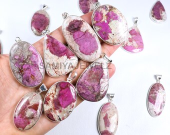 Cobalt Calcite Pendant, Mix Shape Cobalt Pendant, Pink Cobalt Gemstone Pendant, Sterling Silver Pendant, Pink Calcite Jewelry, Bezel Pendant