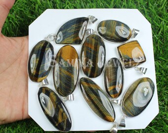 AAA Quality Pendants Lot Amazing ! 925 Silver Plated Pendant Bezel Pendant Wholesale Lot Wholesale Yellow Tiger Eye Pendant Lot