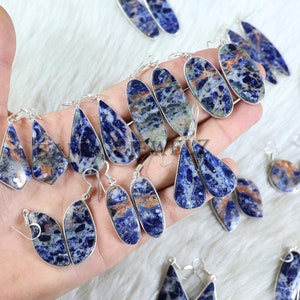 Sodalite Earring Bezel Earrings Sterling Silver Earring Mix Blue Sodalite Gemstone Earring Ear Wire Earring Matched Pair Earring For Women