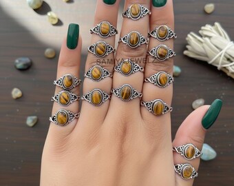 Tiger Eye Rings, Yellow Tigers Eye Gemstone Ring, Sterling Silver Rings, Handmade Ring, Oval Stone Ring, Natural Gemstone Rings For Women