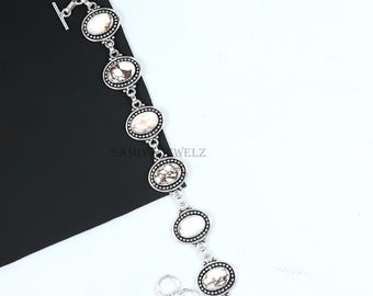 Wildes Pferd Jaspis Armband, Silber Schmuck, handgemachtes Armband, Sterling Silber Armband Schmuck, Frauen Armband, Edelstein Armband für Geschenke
