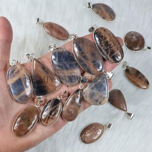 Black Sunstone Pendant Bezel Pendant Sterling Silver Pendant Peach Moonstone Pendant Sunstone Moonstone Gemstone Pendant Handmade Pendant
