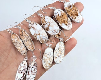Natural Wild Horse Jasper Earrings, Mix Shape Earrings, Wild Horse Earring, Sterling Silver Earrings, Dangle Earring Boho Earrings For Women