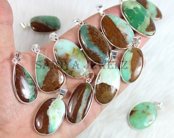 Bio Chrysoprase Pendants Bail Pendant, Sterling Silver Jewelry Pendant, Green Chrysoprase Gemstone Pendant, Chrysoprase Jewelry Gift For Her