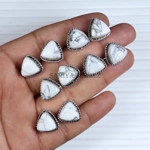 Howlite Stud Earring Sterling Silver Earring White Howlite Pair Earring Triangle Earrings Boho Earring Gemstone Earring Women Earring Gifts