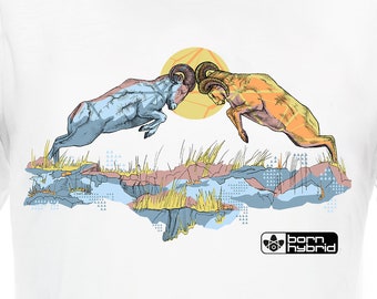 Widder TShirt | Herren Geometrisches Print Shirt | Ziege T Shirt | Schaf T-Shirt | Eco freundliche Geschenke für Männer Mens Graphic Tees Illustrated T-Shirt