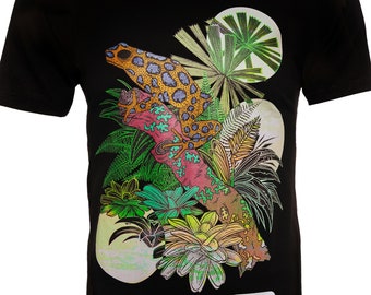 Frog T Shirt | Mens Graphic Tees | Black Tee Shirt | Eco TShirt | Men’s Festival T-Shirt | Vegan | Psychedelic Clothing | Dart Animal Jungle