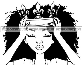 Download Black Queen With Crown Svg Etsy