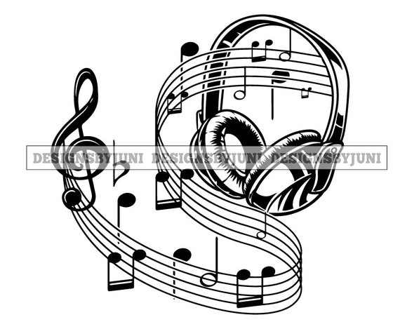 Silhouette Music Notes Heart Love Symbol Musical Logo Art - Etsy