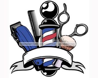 Barbershop Pole Barber Hairdresser Haircut Business Beard Salon Man SVG PNG JPG  Vector Clipart Circuit Cut Cutting