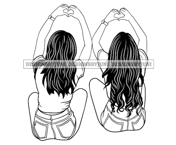 Best Friends Forever Woman Sisters Buddy Queen Love Partner SVG PNG JPG Vector Clipart Circuit Cut Cutting