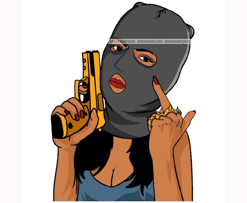 Woman Gangster Ghetto Latina Woman Holding Handgun Ski Mask Etsy