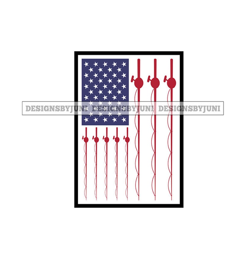 Download American Flag Fishing Fish Catch Hook Hobby Sports SVG PNG | Etsy