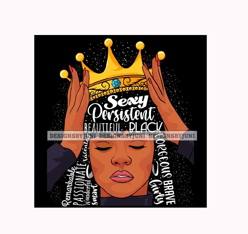 Black Woman Queen Crown Royal King Gold Princess Beautiful Etsy
