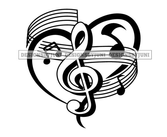 Silhouette Music Notes Heart Love Symbol Musical Logo Art Etsy 日本