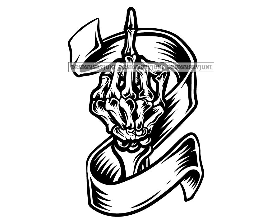 Buy Middle Finger Bone Skull Skeleton Hand Middle Tattoo Logo Online in  India  Etsy