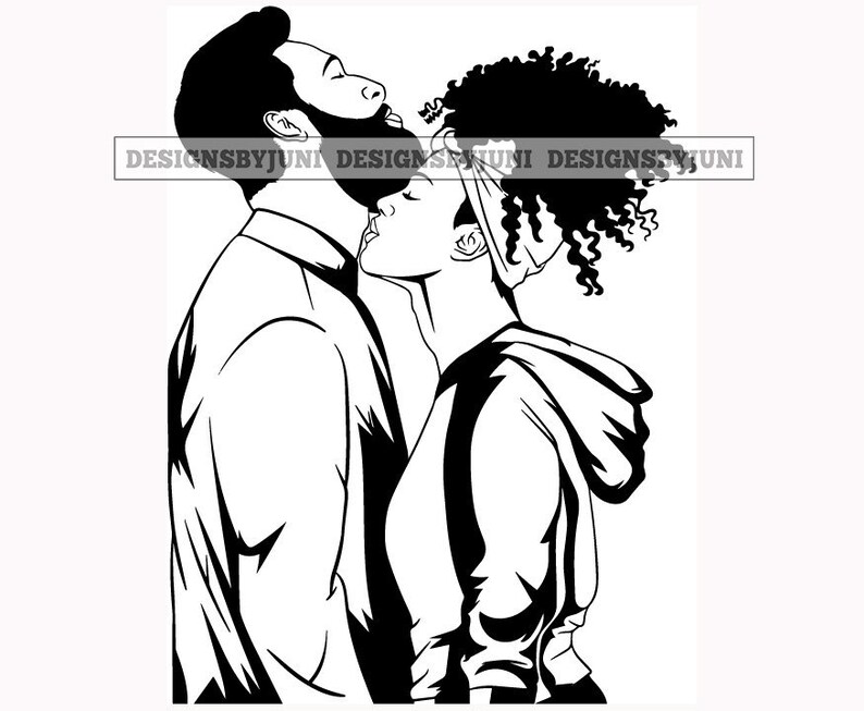 Black Lovely Couple Color African-American Classy Diva Lady Queen SVG PNG JPG Vector Clipart Circuit Cut Cutting