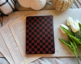 ブラック＆タンチェック柄Kindleケース：スタイリッシュな電子書籍リーダー保護カバー