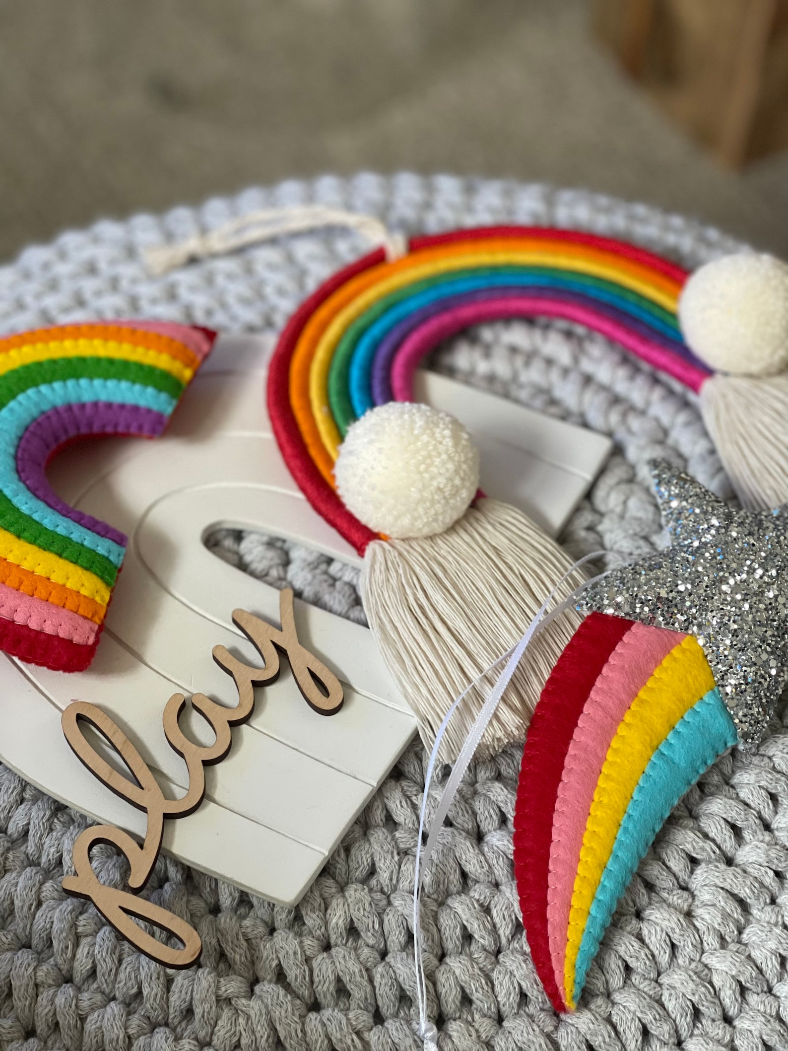 Rainbow Wall Hanging Handmade Wall Decor Scandi Boho Bohemian Etsy