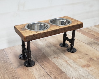 Reclaimed Barn Wood Raised Dog Feeder