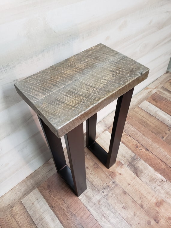 Rustic Grey Reclaimed Barn Wood Bar Stool Etsy