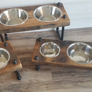 Reclaimed Barn Wood Raised Dog Feeder