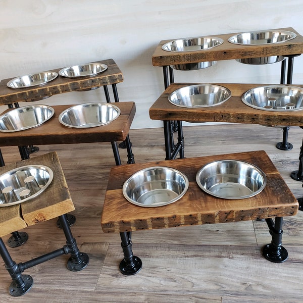 Reclaimed Barn Wood Raised Dog Feeder