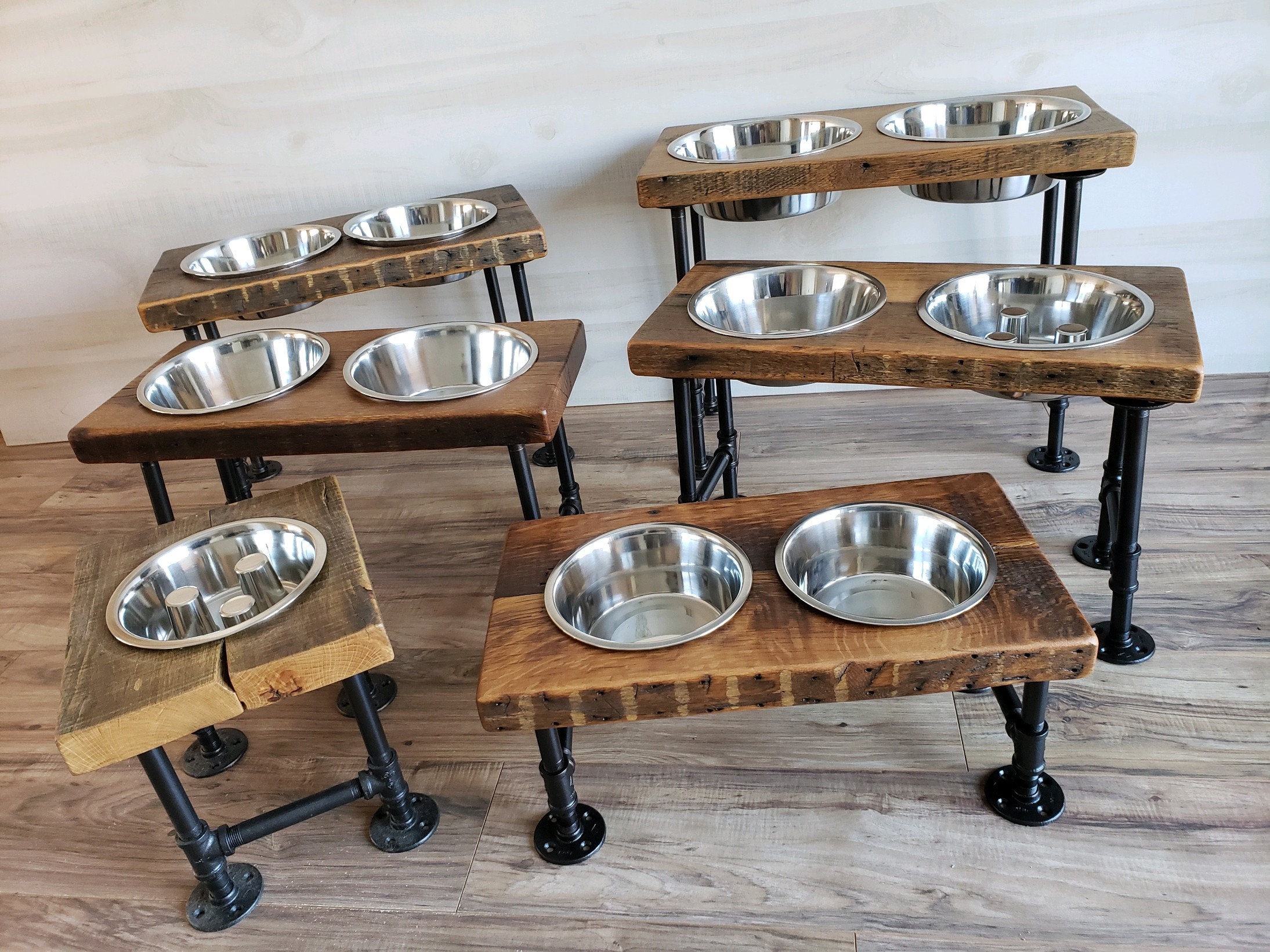 Reclaimed Barn Wood Raised Dog Feeder