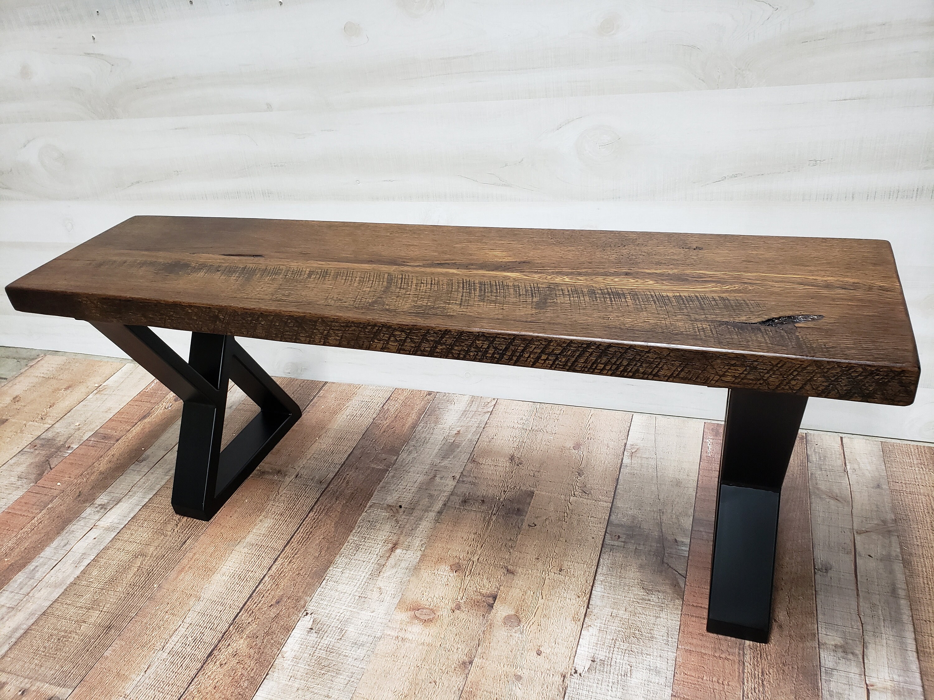 Banco de piernas Z de madera de granero recuperado | Etsy