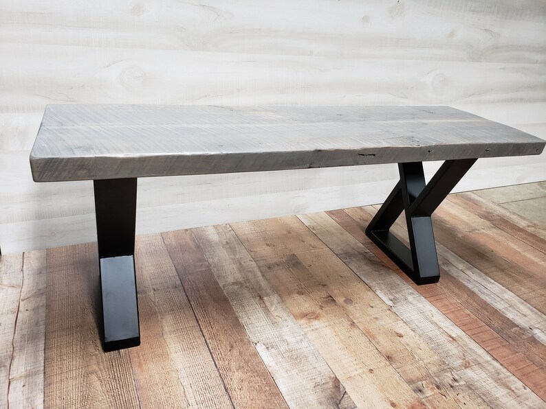 Rustic Grey Reclaimed Barn Wood Z Leg Benches - Etsy