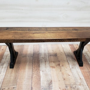 Reclaimed Barn Wood Trestle Leg Bench - Etsy