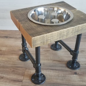 Reclaimed Barn Wood Raised Slow Feed Dog Feeder